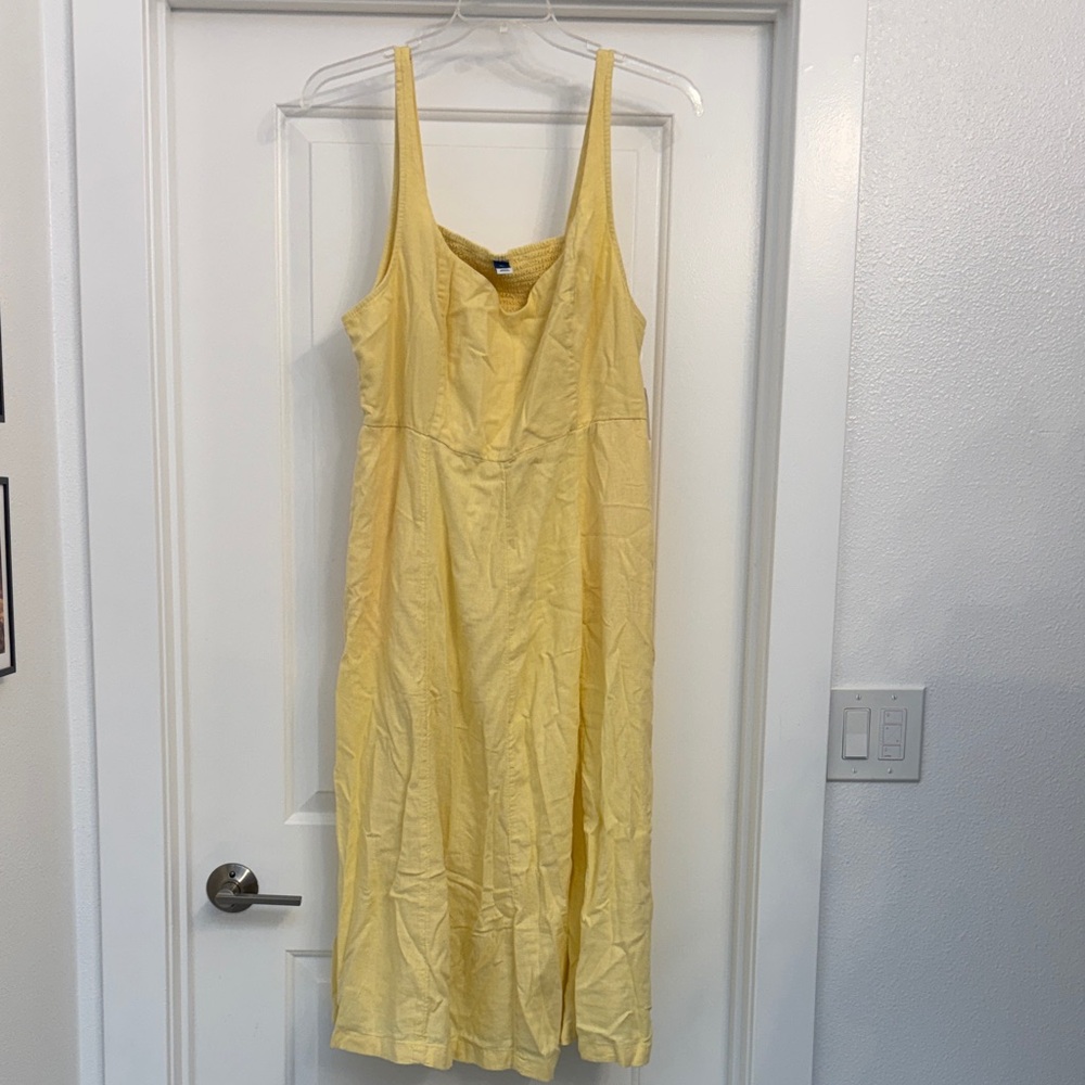 Old Navy Light Yellow linen midi dress- NWT